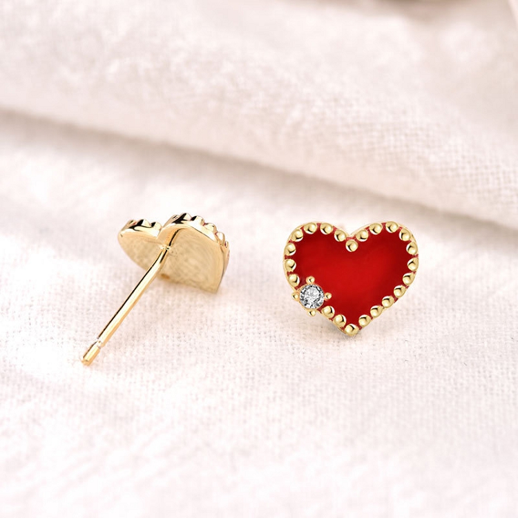S925 sterling silver heart earrings INS female Korean small fragrant wind small heart earrings fashion earrings