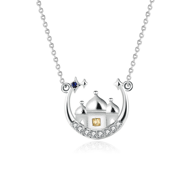 Original Star and Moon castle 925 sterling silver necklace female Korean fashion niche design clavicle necklace valentine's Day