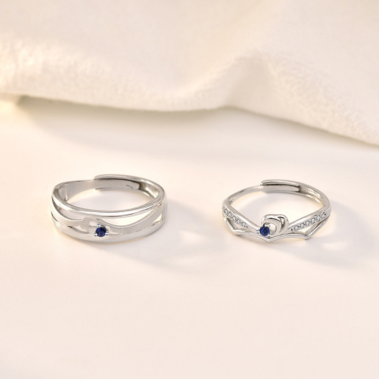 S925 sterling silver simple Japanese and Korean personality couples ring a pair of valentine's day ornaments