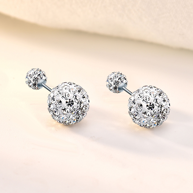 S925 sterling silver star earrings female Shambala rhinestone inlaid with diamond generous temperament double-sided earrings