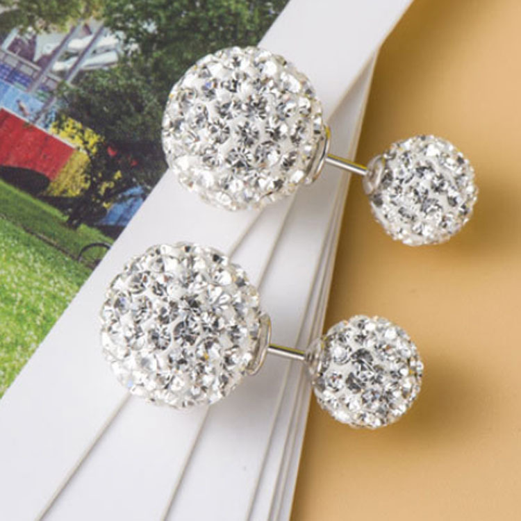 S925 sterling silver star earrings female Shambala rhinestone inlaid with diamond generous temperament double-sided earrings