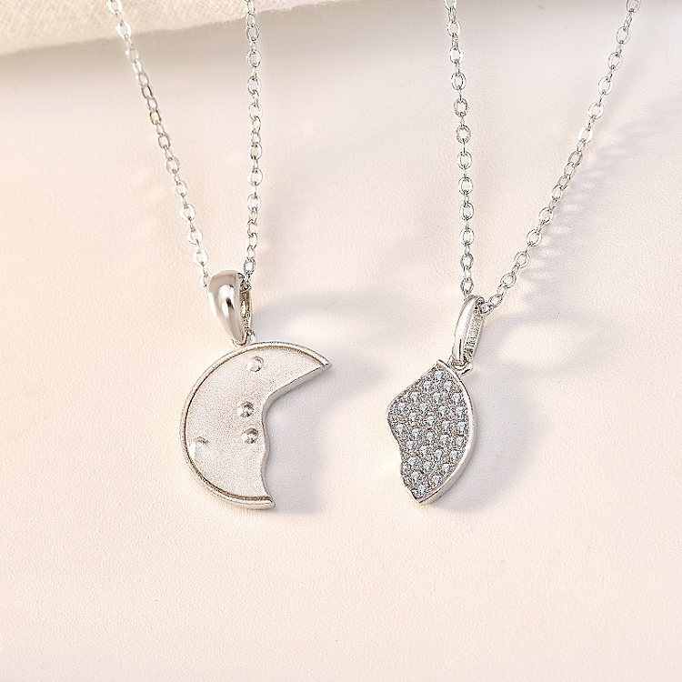 S925 Sterling silver button Love Letter Lovers necklace men and women a pair of creative anniversary jewelry Valentine's Day gift
