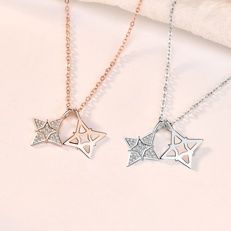 silver s925 sterling silver star necklace female INS simple net red clavicle chain light luxury niche pendant