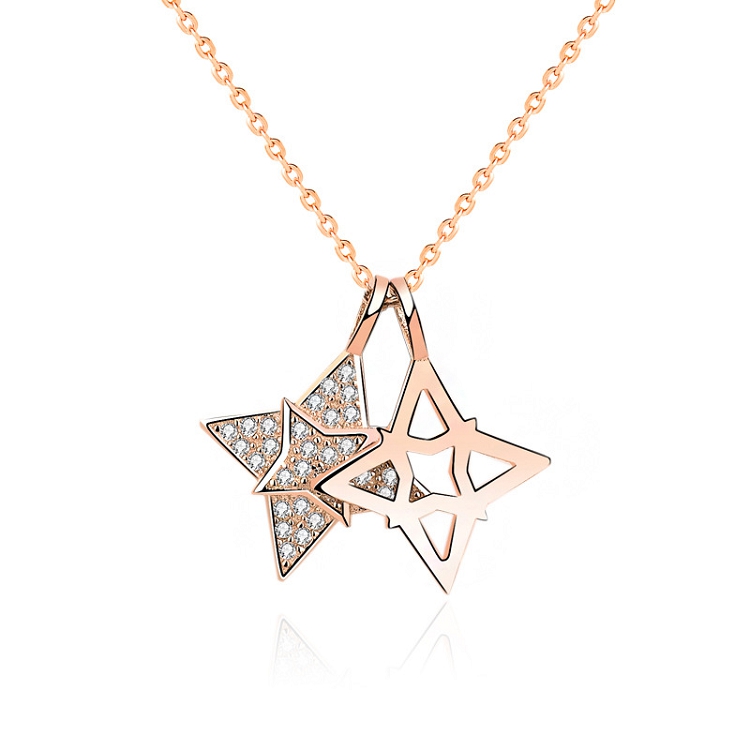silver s925 sterling silver star necklace female INS simple net red clavicle chain light luxury niche pendant