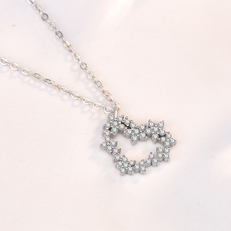 S925 Sterling silver lace heart necklace, female, INSTAGRAM design sense cold wind collarbone chain gift