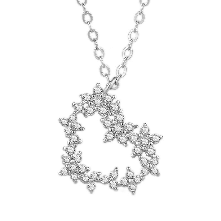 S925 Sterling silver lace heart necklace, female, INSTAGRAM design sense cold wind collarbone chain gift