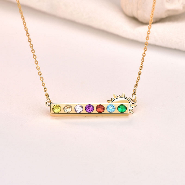 Original S925 sterling silver rainbow sun necklace female South Korean INS niche design fashion light luxury clavicle chain