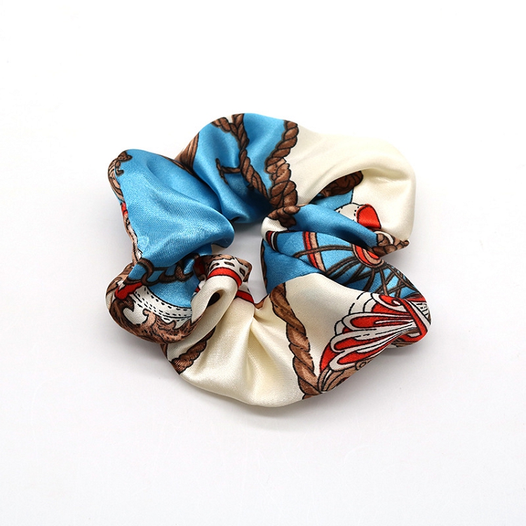 Ins temperament Spring and autumn fashion French satin printed large intestine hair circle hair accessories ?