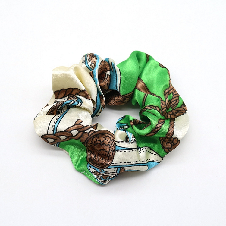 Ins temperament Spring and autumn fashion French satin printed large intestine hair circle hair accessories ?