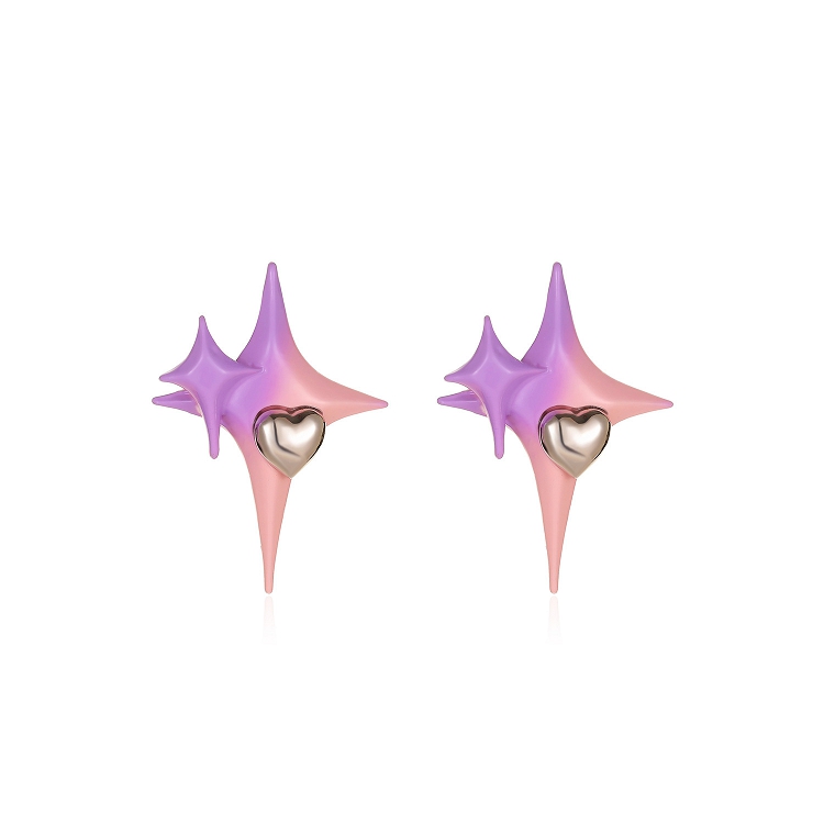 Ins cool wind four star love purple pink gradual earrings fashion simple personality cool net red earrings wholesale ?