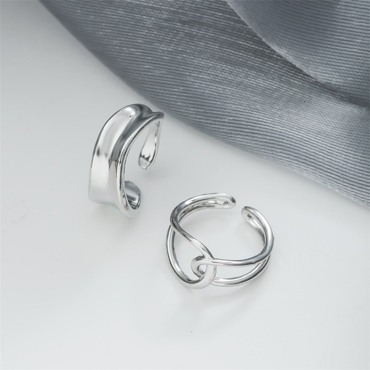 Fashion personality retro geometric opening ring light cross smooth pair ring tail ring index finger ring ?