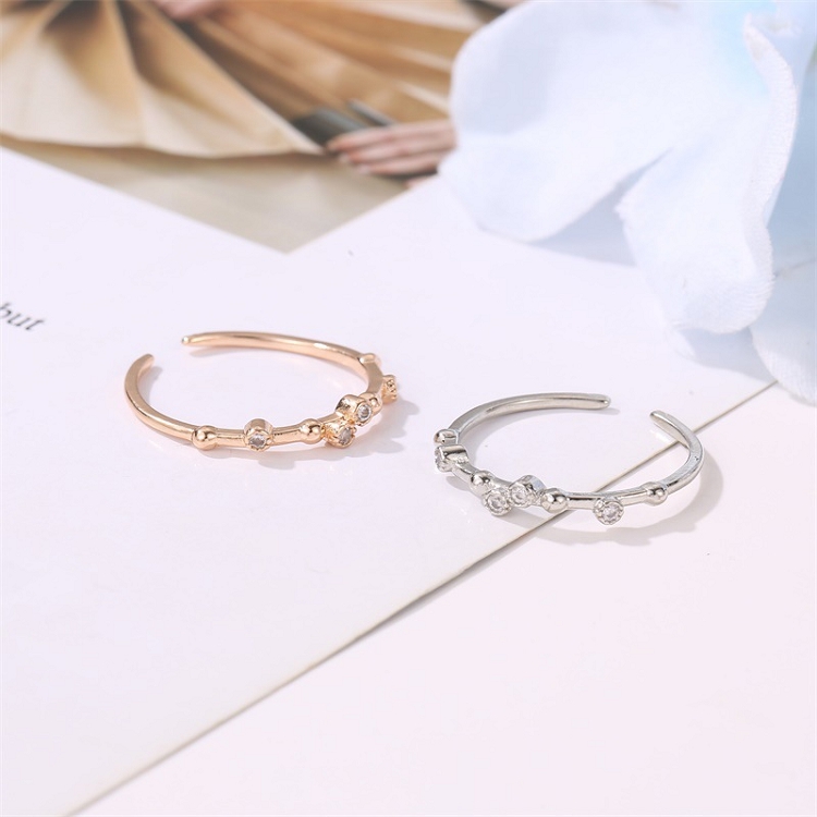 Korean fashion hand decoration simple set diamond elegant temperament opening ring small pure and fresh girl single ring ring ?