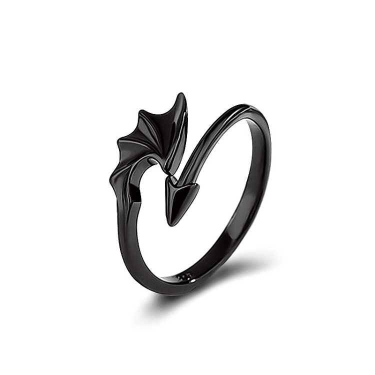 Japanese and Korean personality simple demon wing ring male and female couples ring opening adjustable angel wing ring ?