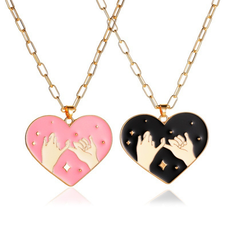 Europe and the United States new love cartoon lovers necklace exaggerated suit pendant personality drop oil men and women hook clavicle chain ?