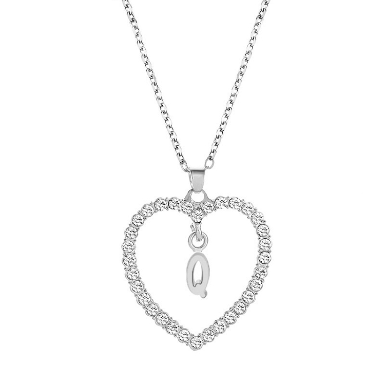 Europe and the United States new fashion simple set diamond love necklace female 26 letters heart necklace temperament all-match clavicle chain ?
