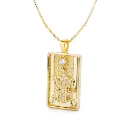 Aliexpress cross-border new retro Tarot card copper gold-plated zircon necklace square punk BFF valentine's Day gift ?