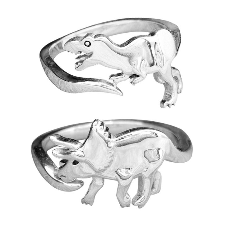 Aliexpress new creative fashion animal dinosaur opening adjustable alloy ring birthday party cartoon ring ?