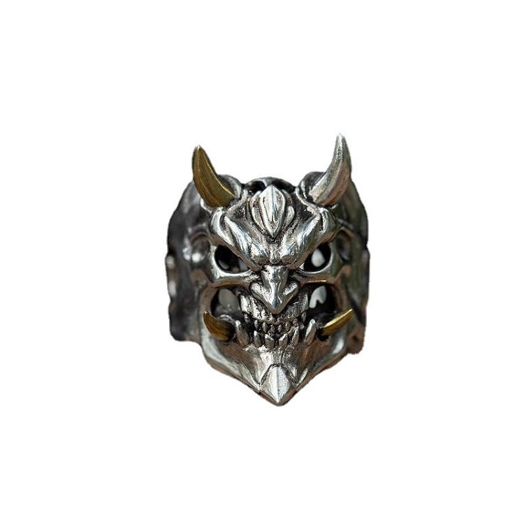 Aliexpress new retro Prajna longhorn ghost skull opening adjustable ring Exaggerated European and American personality ring man ?