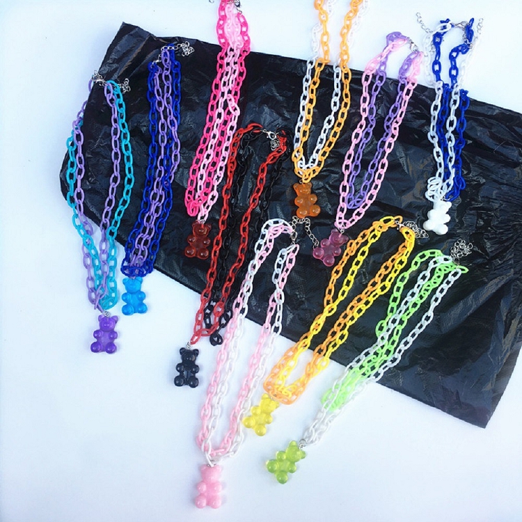 New cute cartoon candy gummy bear necklace harajuku funny acrylic multilayer necklace party girl ?
