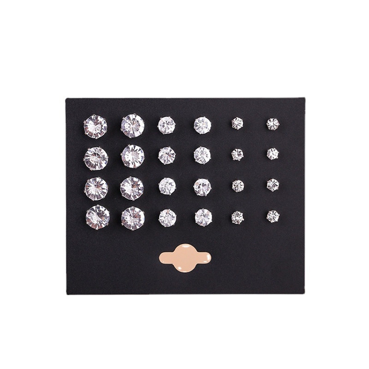 European and American fashion simple crystal 6 claw 12 pair of zircon earrings set elegant birthday wedding earrings ?