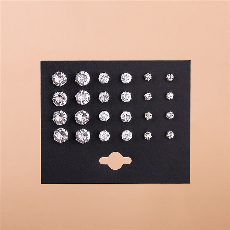 European and American fashion simple crystal 6 claw 12 pair of zircon earrings set elegant birthday wedding earrings ?