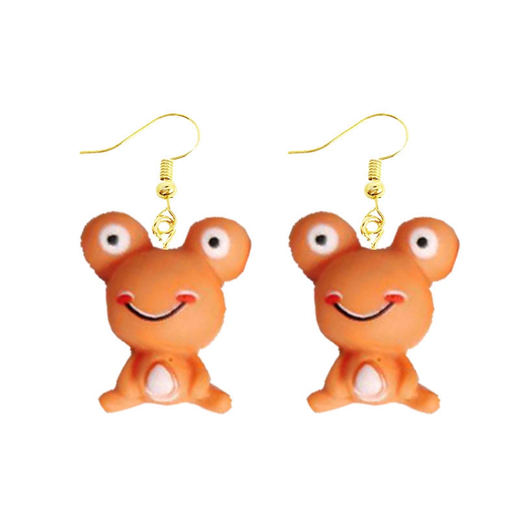 Korean cartoon lovely frog resin earrings frosted frog ear hook female DIY handmade earrings jewelry ?