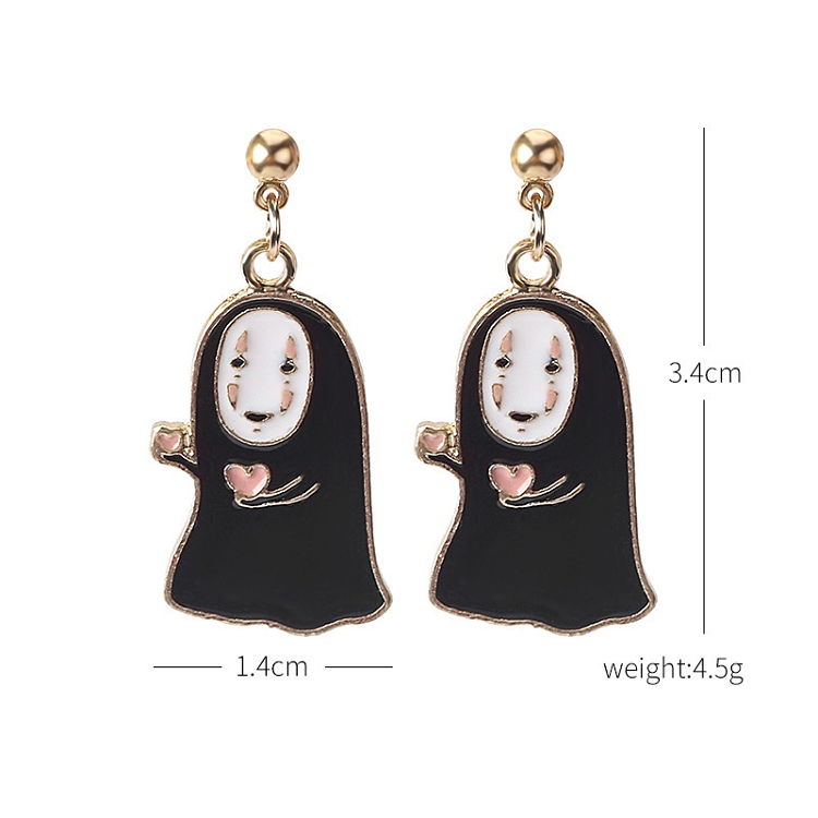 Film and television around cross-border Japanese and Korean cartoon spirited Away ghost ear pin fashion creative alloy oil drop ear stud ?