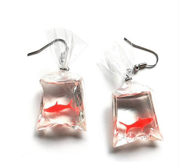 Cross-border European and American new design koi fish jewelry earrings resin elegant long water drop female fashion earrings gift ?