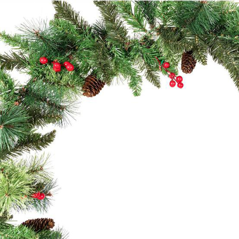 pvc & pine needle with pine cones and red berries christmas garland