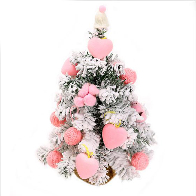 Xmas Christmas Tree Pink Flocked Tree Christmas wreath Festival Decoration PVC Christmas Tree
