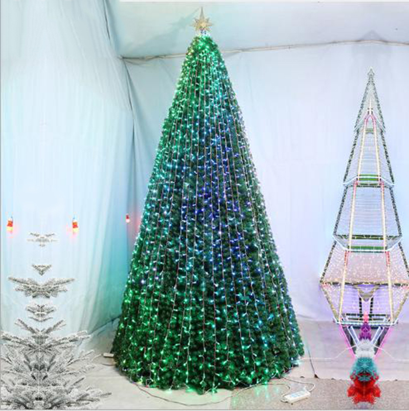 Factory Direct 4M 12M Pre-Lit Colorful Lighting PVC Giant Artificial Christmas Tree Outdoor