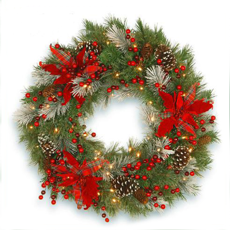 Cheap office christmas party leaves wreath wood christmas jasmine garland