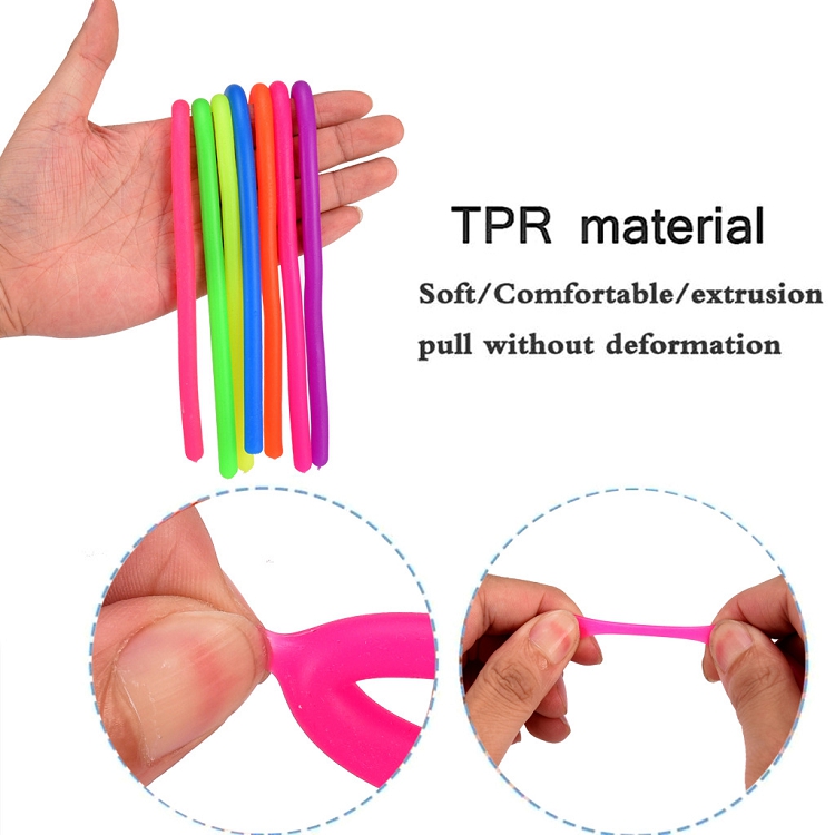 Tpr Noodle sensory Toy Stretch Decompression Toys Soft Elastic Crystal String Colorful Noodles Elastic Pull Rope for kids