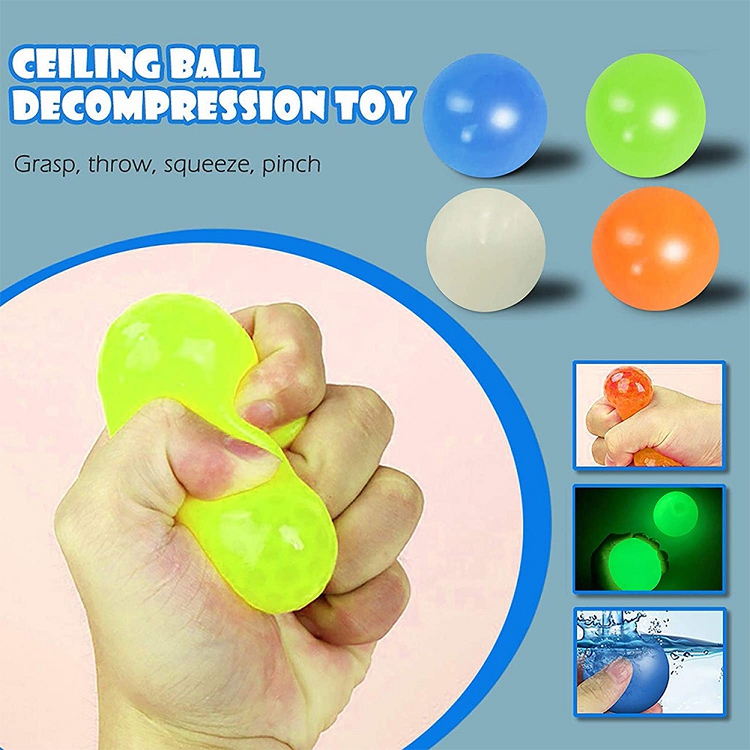 4 Pcs Luminous Wall Target Ball Sucker Sticky Decompression Toys for Kid Teen Adult Colorful TPR Toy Balls Color Random 4 Size
