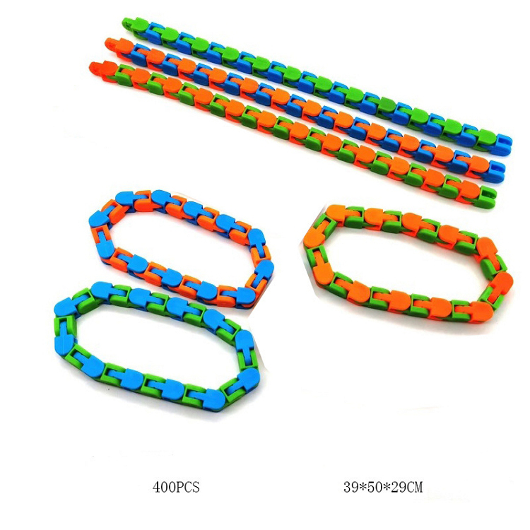 Amazon Hot Sales Finger Sensory Toy Snake Puzzles 24 Links Wacky Tracks Snap