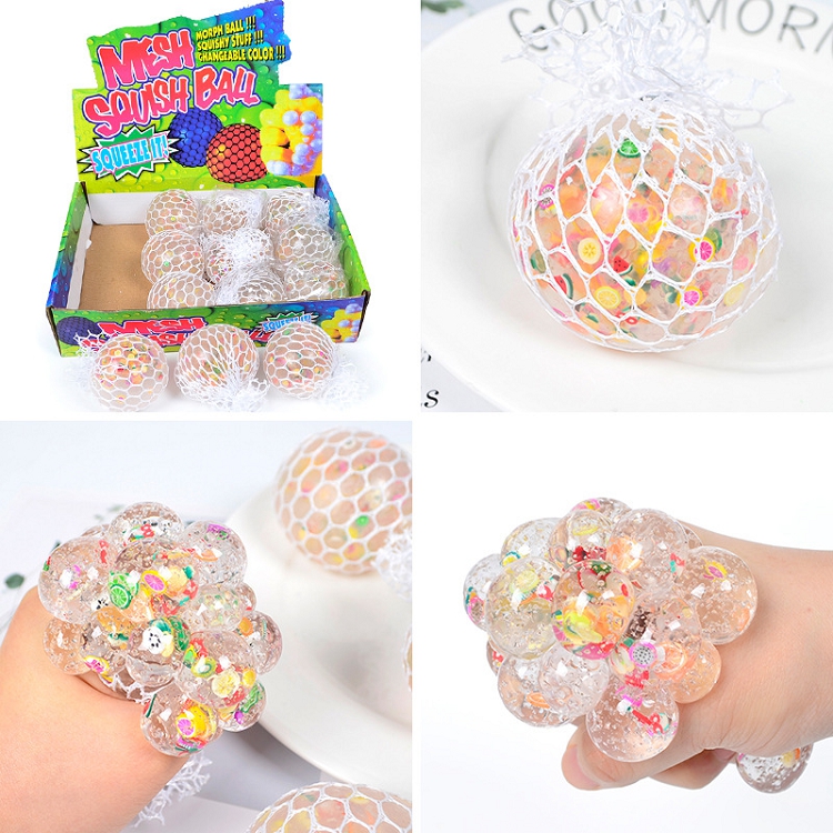 6CM Flash Beaded Grape Ball Bouncy Ball with Lid Children's Toys Adult Relief Toys