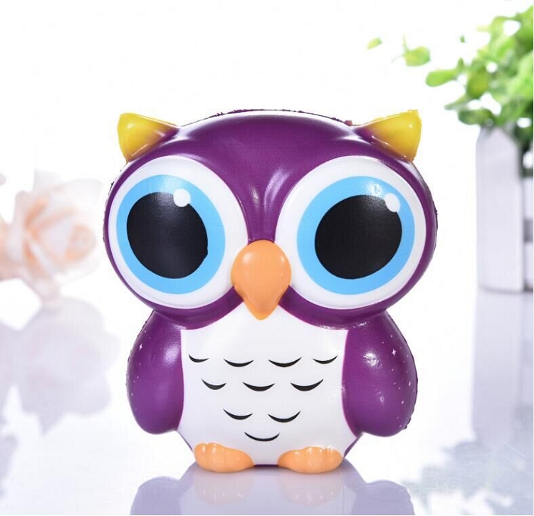 High quality colorful Big Eye Owl animal squishy squeeze PU toy