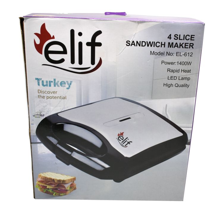 Elif-EL-612 Bread Toaster 4 Slice Griller Kitchen Appliance Sandwitch Maker