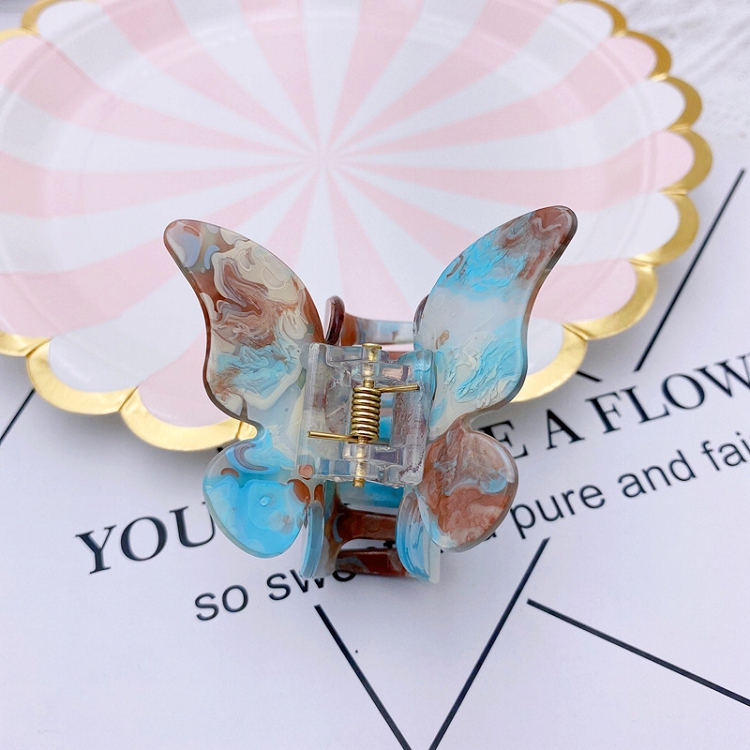Super fairy French retro butterfly mermaid color Japanese and Korean web celebrity hair ornaments disc hair acetate plate clip
