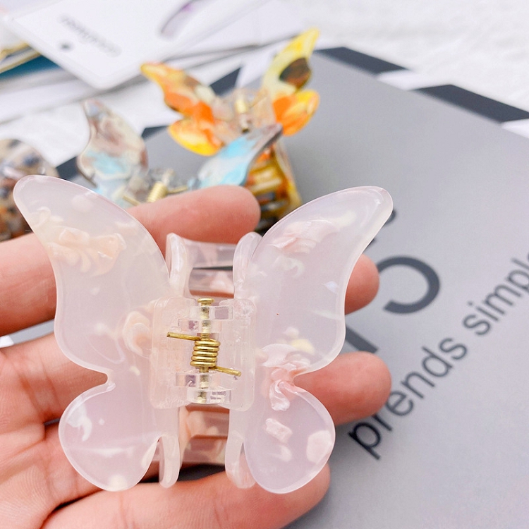 Super fairy French retro butterfly mermaid color Japanese and Korean web celebrity hair ornaments disc hair acetate plate clip