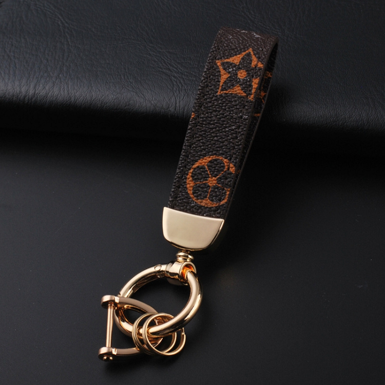 China chao Chao brand flower leather car key chain with male and female metal key ring pendant car accessories