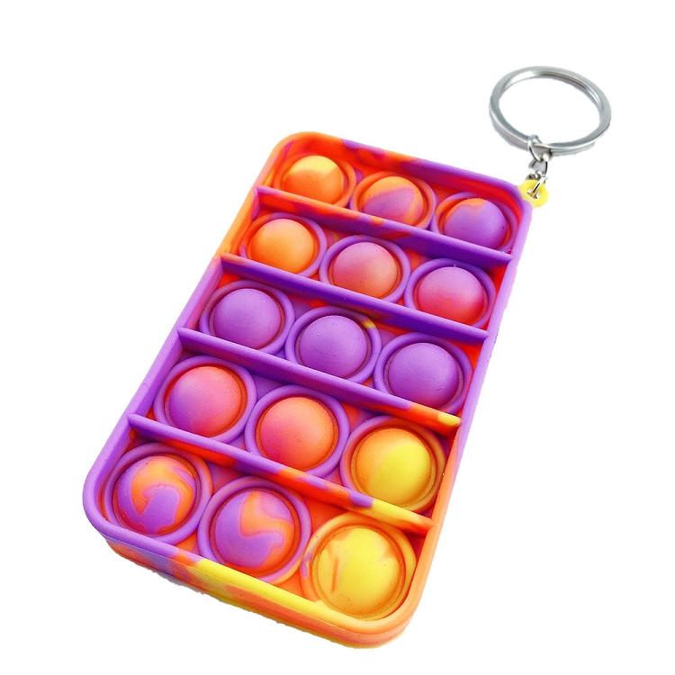 Color camouflage rectangular strip Bubble music key ring rodent control pioneer pendant Amazon key ring silica gel