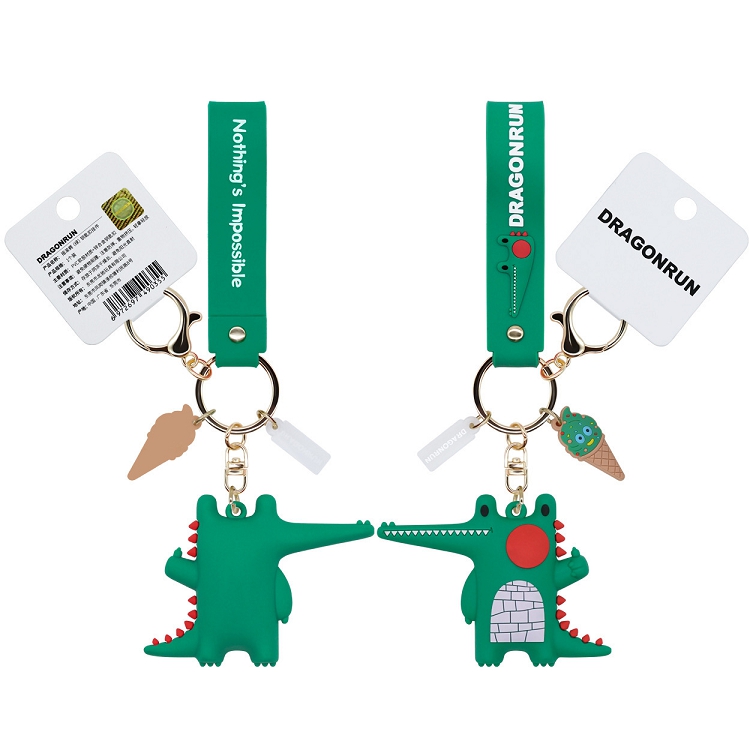 Original creative rock and roll crocodile cartoon key chain pendant manufacturers direct drip plastic doll gift stall small ornaments