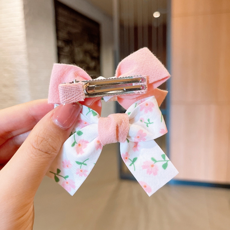 South Korea INSTAGRAM fresh floral bow hair clip children duck beak clip set cute bang clip side clip hair clip