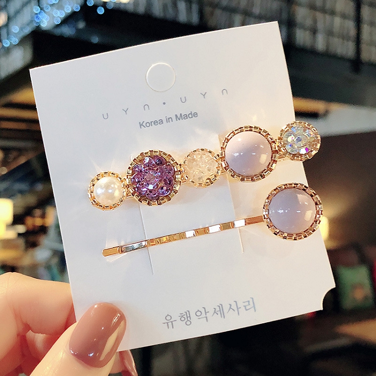 South Korea Dongdaemun pearl rhinestone hair clip INS net red bangs broken hair one word card girl crystal edge hair clip