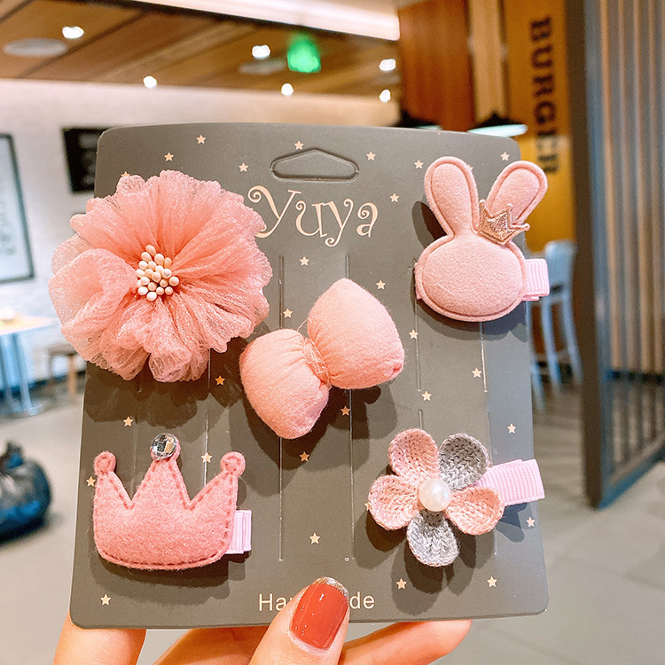 South Korea foreign style children baby hair clip princess crown hair accessories little girl hair fringe clip set