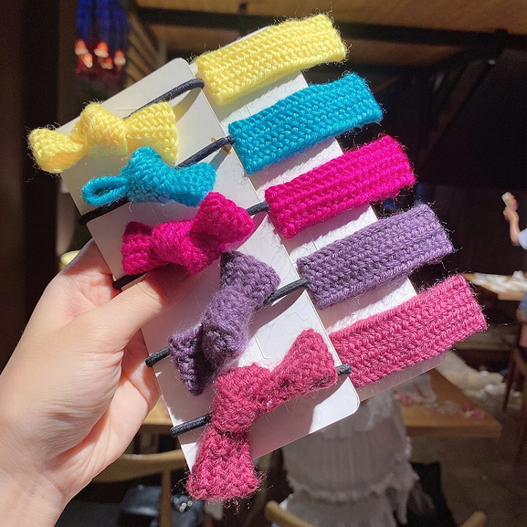 Hairpin of candy color hair circle of knitting of autumnwinter new-style wool is lovely and melting broken hair bang clip hairpin hair clip hair rope covers outfit