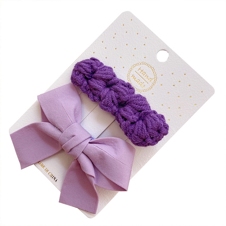 Korean princess sweet children bow hair clip bangs side clip knitting yarn hairpin headpiece