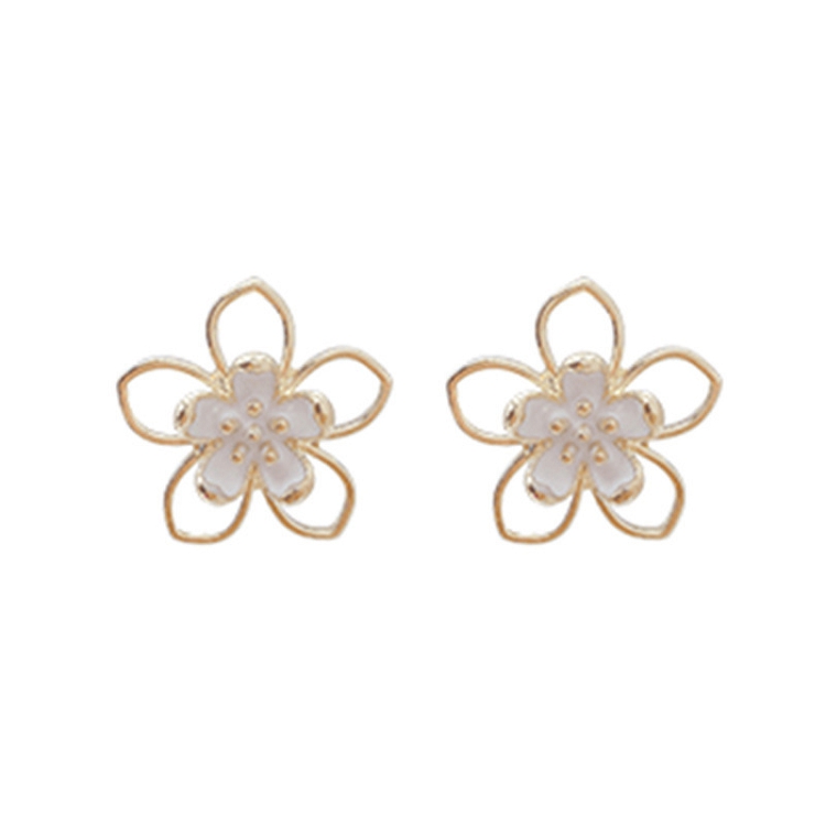 925 Silver needle design floral hollowed-out earrings for women 2021 South Korean fashion earrings