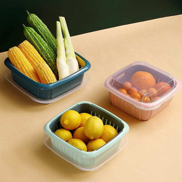 Household square refrigerator waterproof container plastic multifunctional food and fruit and vegetable waterproof basket with cover